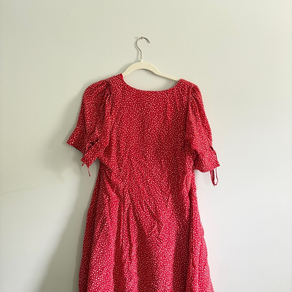 MADEWELL RED SILK BUTTON FRONT MINI DRESS - Picture 8 of 8